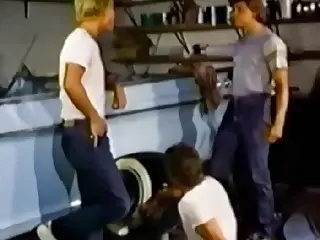 Vintage gay orgy movie in a garage