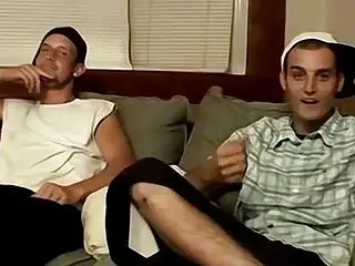 Frat boys pass the time telling stories and jerking meat