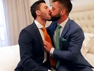 Hot Spanish businessmen in suits fuck hard in the hotel room  