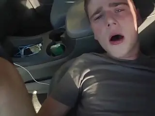 Travis Stevens and Jay Rising have an outdoor fuck in their car