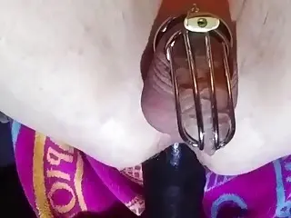 He finally releases his boner from a chastity cage