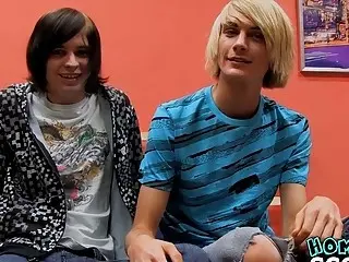 Anal penetration session with two emo twinks with long hair