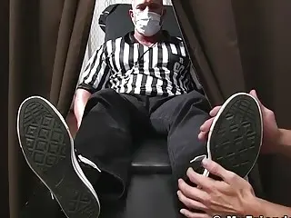 Hunk coach toe licking massage