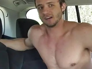 Gay hitchhiker Nate picked up and pounded in a car