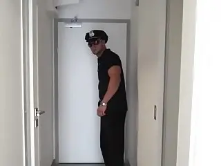 Beefy policeman Angelo Godshack masturbating on patrol