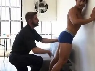 Asian teen thief Luke Truong  riding to freedom on gay LP officers big cock